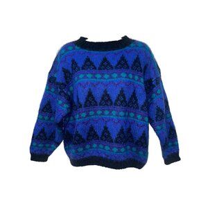 Vintage Christopher & Banks Mohair Wool Blend Geometric Pattern Sweater